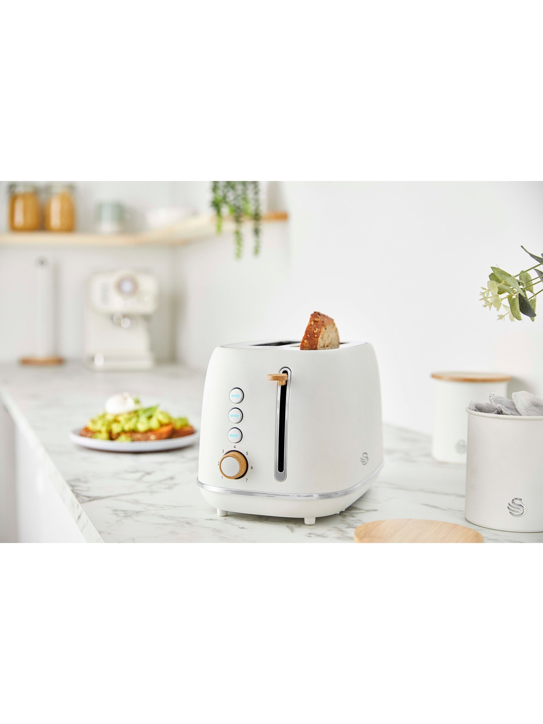 Swan Fjord 2-Slice Toaster White Matt Finish Wood Effect 7 Browning Levels 800W - Image 8