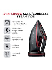 Tower Red/Black Steam Iron with Ceramic Soleplate - Image 2 of 6