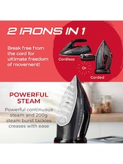 Tower Red/Black Steam Iron with Ceramic Soleplate - Image 5 of 6