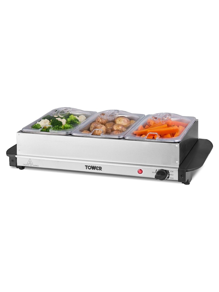 Tower Stainless Steel Buffet Server with 3 x 1.5L Tray Capacity - Image 1 of 6