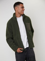 Verde - South Beach Borg Zip Jacket With Pocket - Imagen 5 de 6
