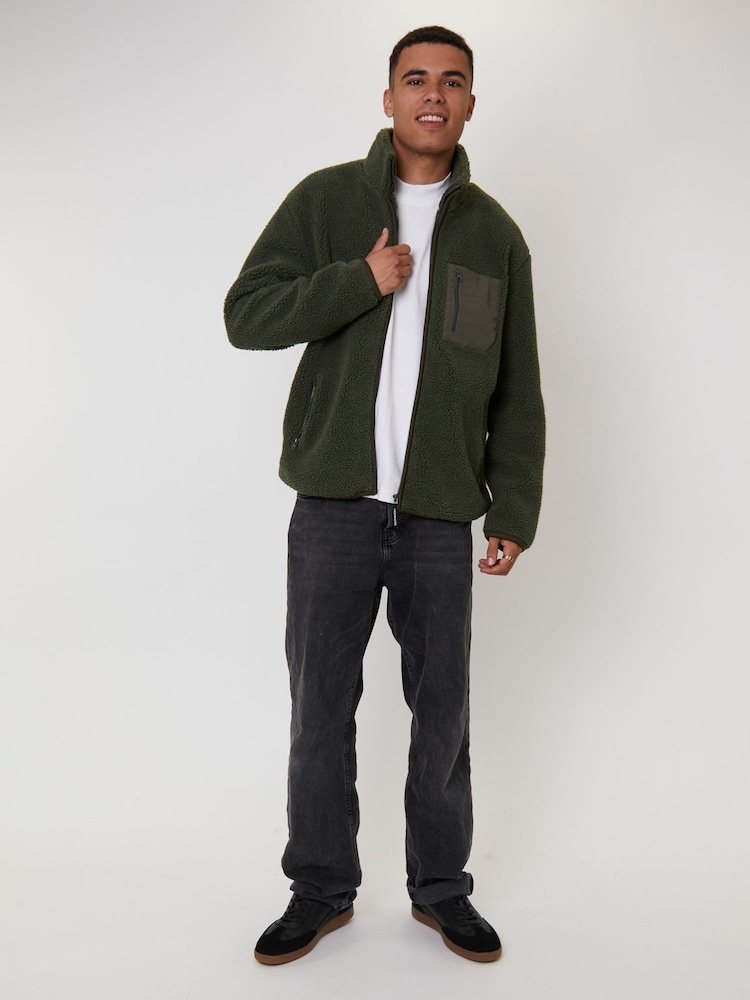 Verde - South Beach Borg Zip Jacket With Pocket - Imagen 6 de 6