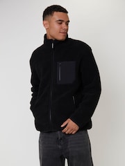 South Beach Black Borg Zip Jacket With Pocket - Image 1 of 6