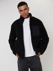 South Beach Black Borg Zip Jacket With Pocket - Image 2 of 6
