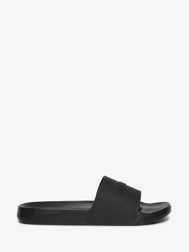 Superdry Black Logo Pool Sliders - Image 1 of 6 Superdry Black Logo Pool Sliders - Image 1 of 6