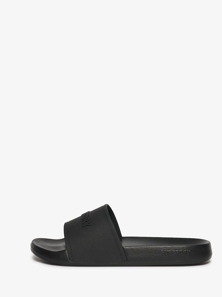 Superdry Black Logo Pool Sliders - Image 2 of 6 Superdry Black Logo Pool Sliders - Image 2 of 6