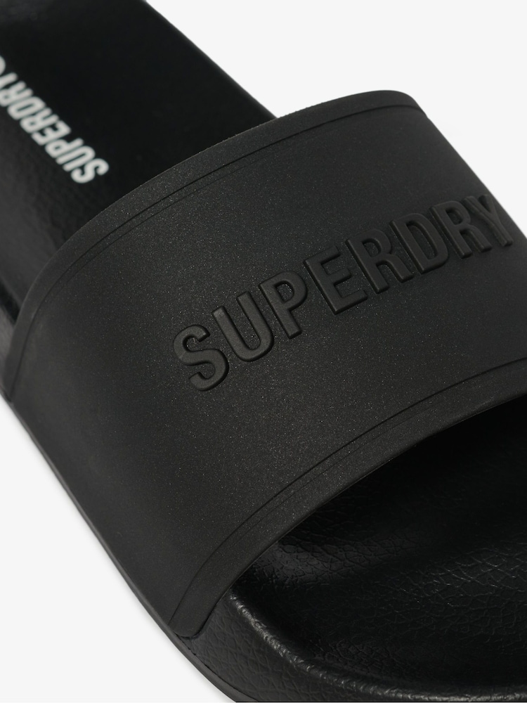 Superdry Black Logo Pool Sliders - Image 6 of 6 Superdry Black Logo Pool Sliders - Image 6 of 6