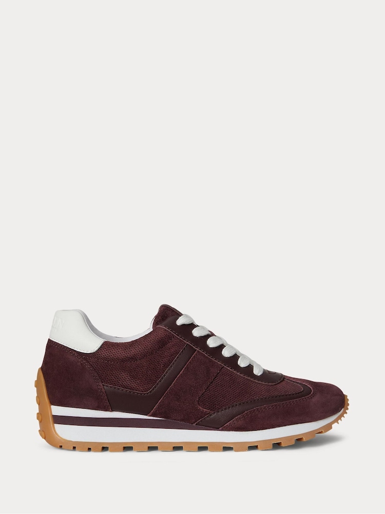 Lauren Ralph Lauren Red Dani Low Lace Top Trainers - Image 1 of 5