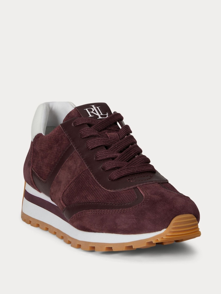 Lauren Ralph Lauren Red Dani Low Lace Top Trainers - Image 5 of 5