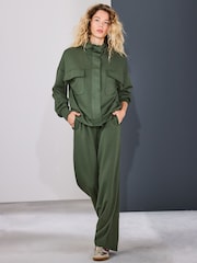 Khaki Green Viscose Slinky Utility Jacket - Image 3 of 8