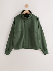 Khaki Green Viscose Slinky Utility Jacket - Image 6 of 8