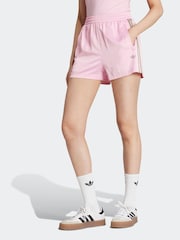 adidas Originals Pink/Green Soccer Summer Satin Pinstripe Classic Shorts - Image 1 of 6