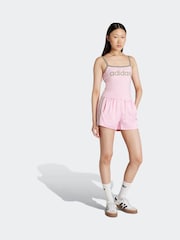 adidas Originals Pink/Green Soccer Summer Satin Pinstripe Classic Shorts - Image 3 of 6
