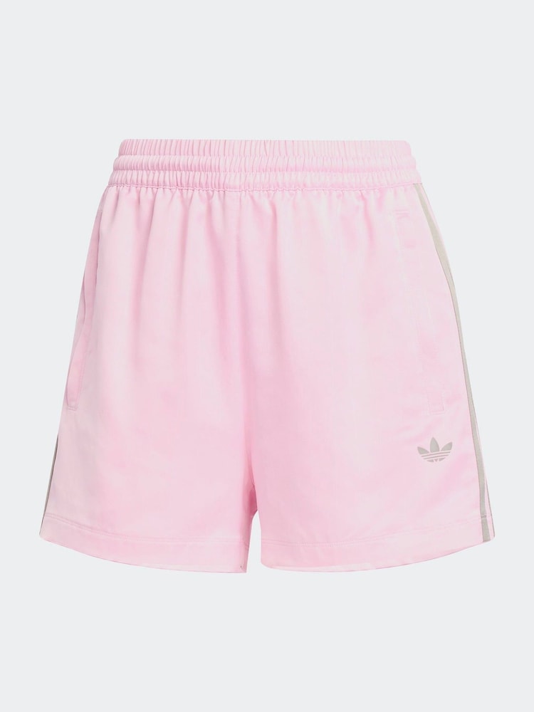 adidas Originals Pink/Green Soccer Summer Satin Pinstripe Classic Shorts - Image 6 of 6