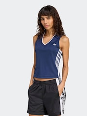 adidas Originals Blue Soccer Summer Pinstripe V-Neck Vest - Image 1 of 6