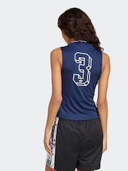 adidas Originals Blue Soccer Summer Pinstripe V-Neck Vest - Image 2 of 6