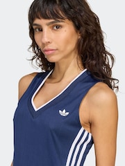 adidas Originals Blue Soccer Summer Pinstripe V-Neck Vest - Image 4 of 6