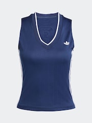 adidas Originals Blue Soccer Summer Pinstripe V-Neck Vest - Image 6 of 6