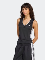 adidas Originals Black Soccer Summer Pinstripe V-Neck Vest - Image 1 of 6