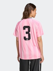 adidas Originals Pink Soccer Summer Football Inspired Stripe T-Shirt - Image 2 of 6