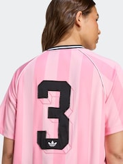 adidas Originals Pink Soccer Summer Football Inspired Stripe T-Shirt - Image 5 of 6