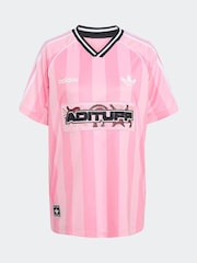adidas Originals Pink Soccer Summer Football Inspired Stripe T-Shirt - Image 6 of 6