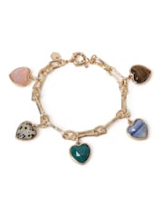 Aela Gold Tone Natural Stone Heart Charm Bracelet - Image 2 of 3