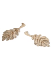 Aela Gold Tone Leaf Drop Earrings - Image 2 of 3