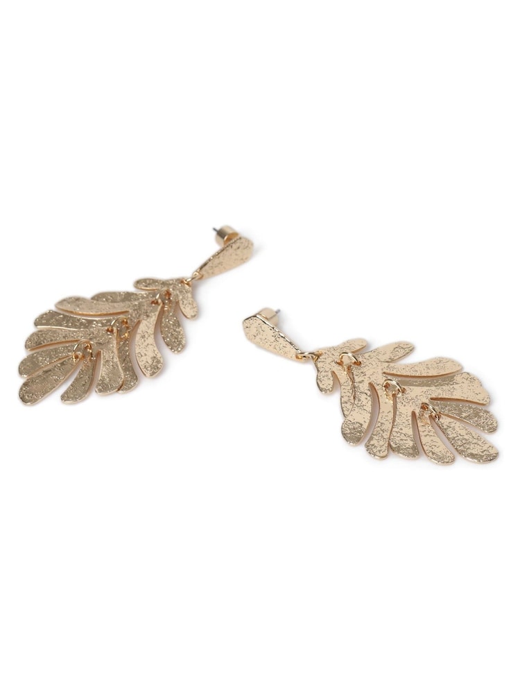 Aela Gold Tone Leaf Drop Earrings - Image 2 of 3