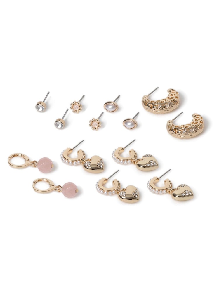 Aela Gold Tone Heart Hoop Earrings Multipack - Image 1 of 2
