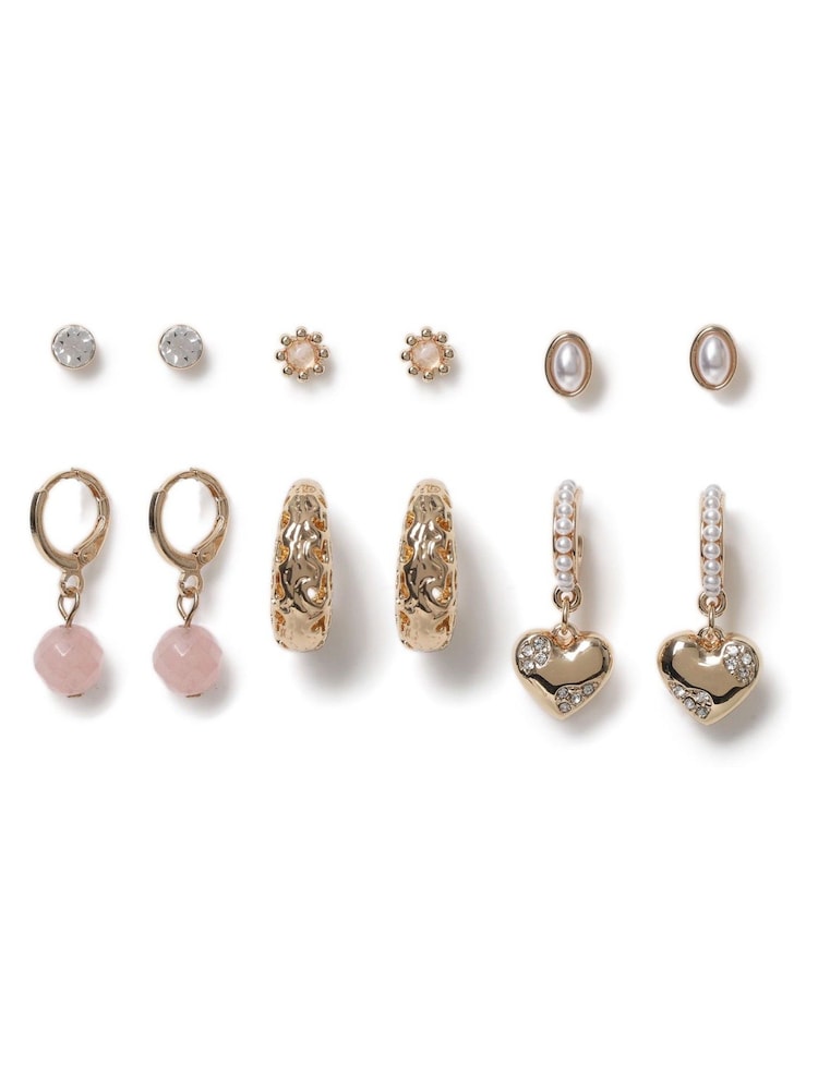 Aela Gold Tone Heart Hoop Earrings Multipack - Image 2 of 2