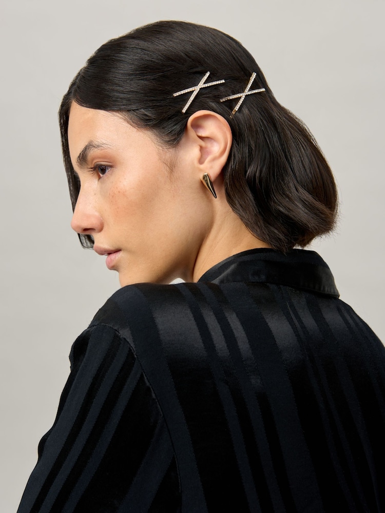 Aela Gold Tone Sparkle Hair Slides - Image 1 of 3