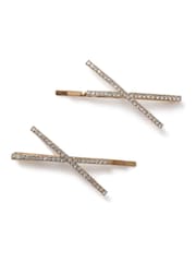 Aela Gold Tone Sparkle Hair Slides - Image 2 of 3