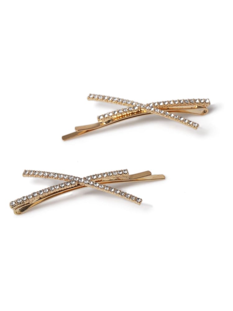 Aela Gold Tone Sparkle Hair Slides - Image 3 of 3
