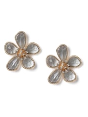 Aela Gold Tone Statement Facet Flower Earrings - Image 1 of 3