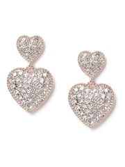 Aela Rose Gold Sparkle Heart Drop Earrings - Image 1 of 2