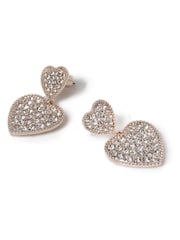 Aela Rose Gold Sparkle Heart Drop Earrings - Image 2 of 2