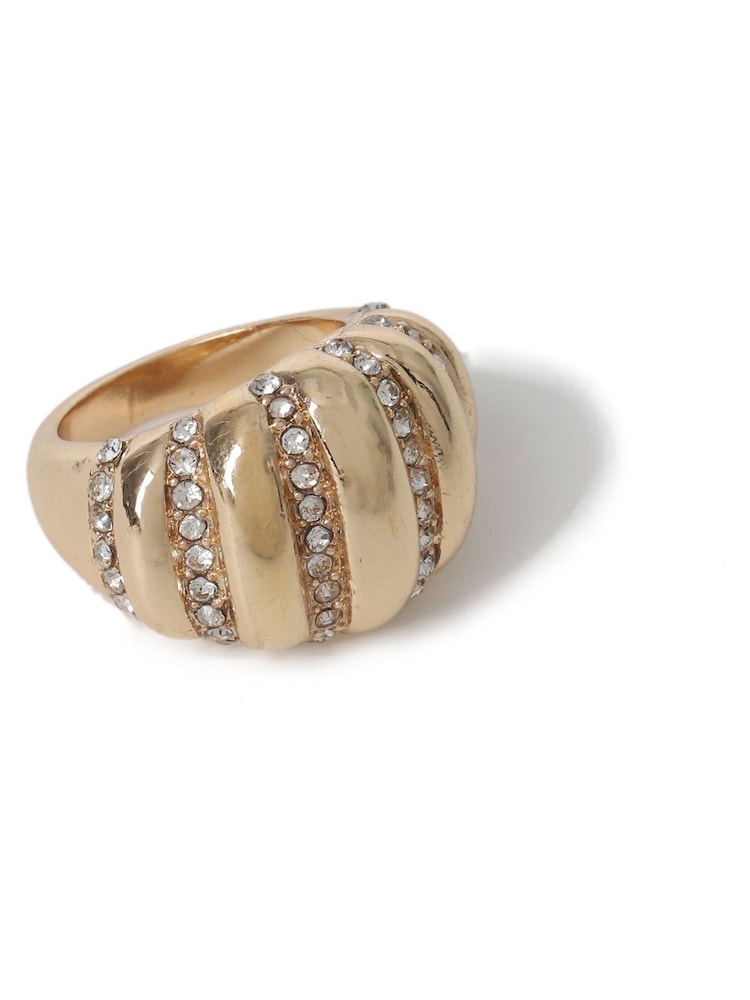 Aela Gold Tone Chunky Pave Ridged Ring - Bild 3 von 3
