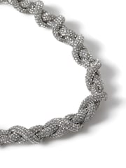 Aela Silver Tone Sparkle Plaited Necklace - Image 2 of 3