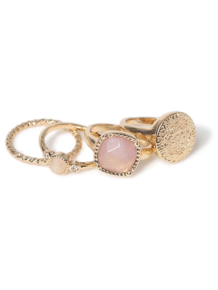 Aela Pink Natural Stone Ring Pack - Image 1 of 2