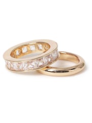 Aela Gold Tone DIamond Simulant Band Ring Pack - Image 1 of 2
