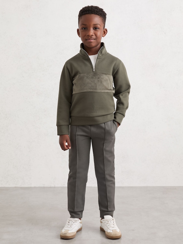 Reiss Selin Interlock Velour Panel Zip Sweatshirt - Bild 2 von 4