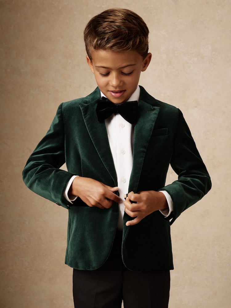 Reiss Green Apsara Single-Breasted Velvet Blazer - Image 1 of 4