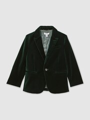 Reiss Green Apsara Single-Breasted Velvet Blazer - Image 2 of 4