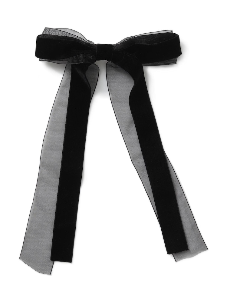 Aela Organza Skinny Black Hair Bow - Image 1 of 2