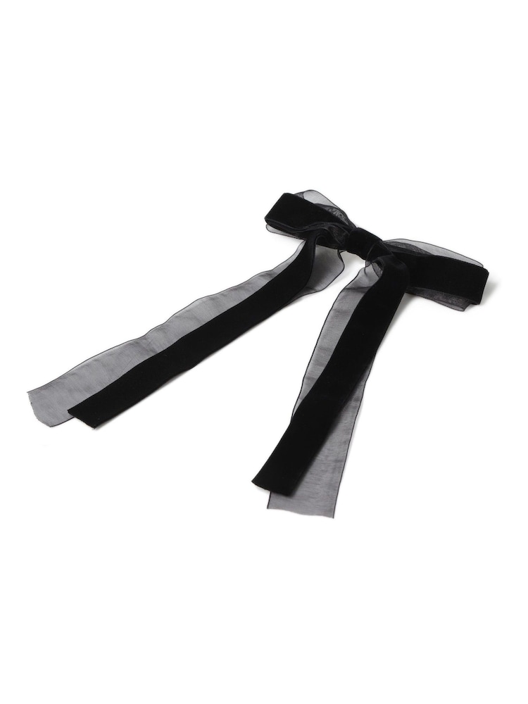 Aela Organza Skinny Black Hair Bow - Image 2 of 2