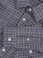 Reiss Indigo Blue Calvert Check Twin-Pocket Jersey Overshirt - Image 8 of 8
