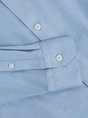 Reiss Soft Blue Nate Cotton-Blend Jersey Cutaway-Collar Shirt - Image 7 of 7