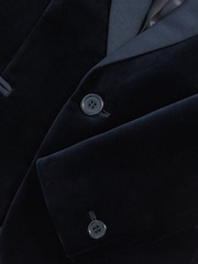 Reiss Navy Ace Single-Breasted Velvet Tuxedo Blazer - Image 5 of 5
