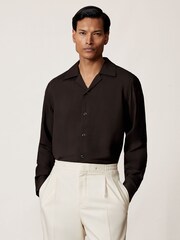 Reiss Chocolate Brown Space Shirt - Image 5 of 8